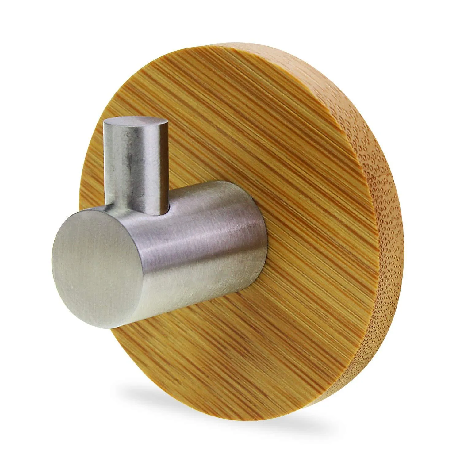 abcGoodefg Adhesive Hooks Bamboo and Stainless Steel Ultra Strong 3M Hanger Towel Hooks for Kitchen Bathrooms Lavatory Closets 4PCS
