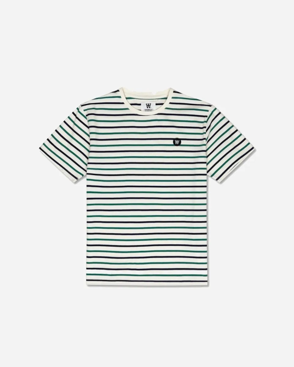Ace Stripe T-shirt - Off White/Green Stripes