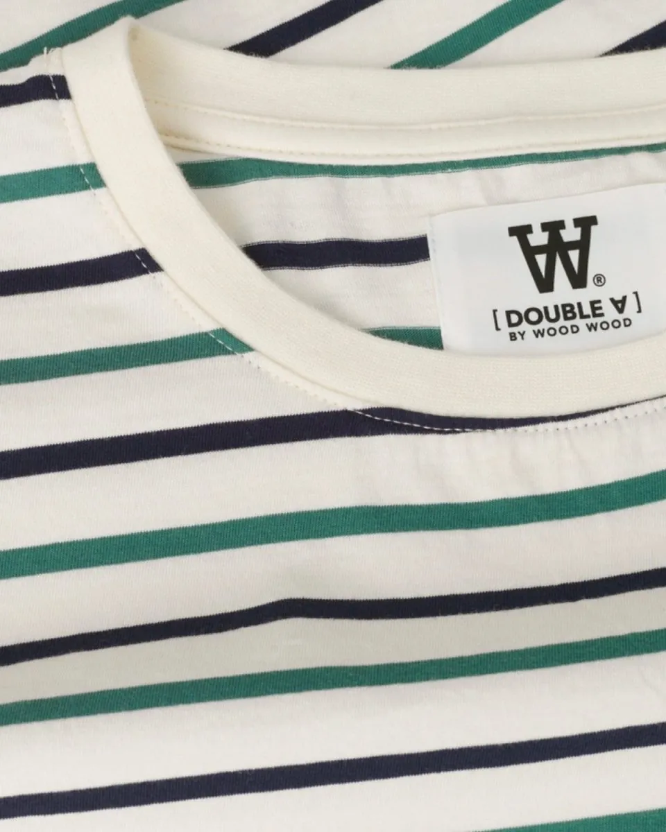 Ace Stripe T-shirt - Off White/Green Stripes