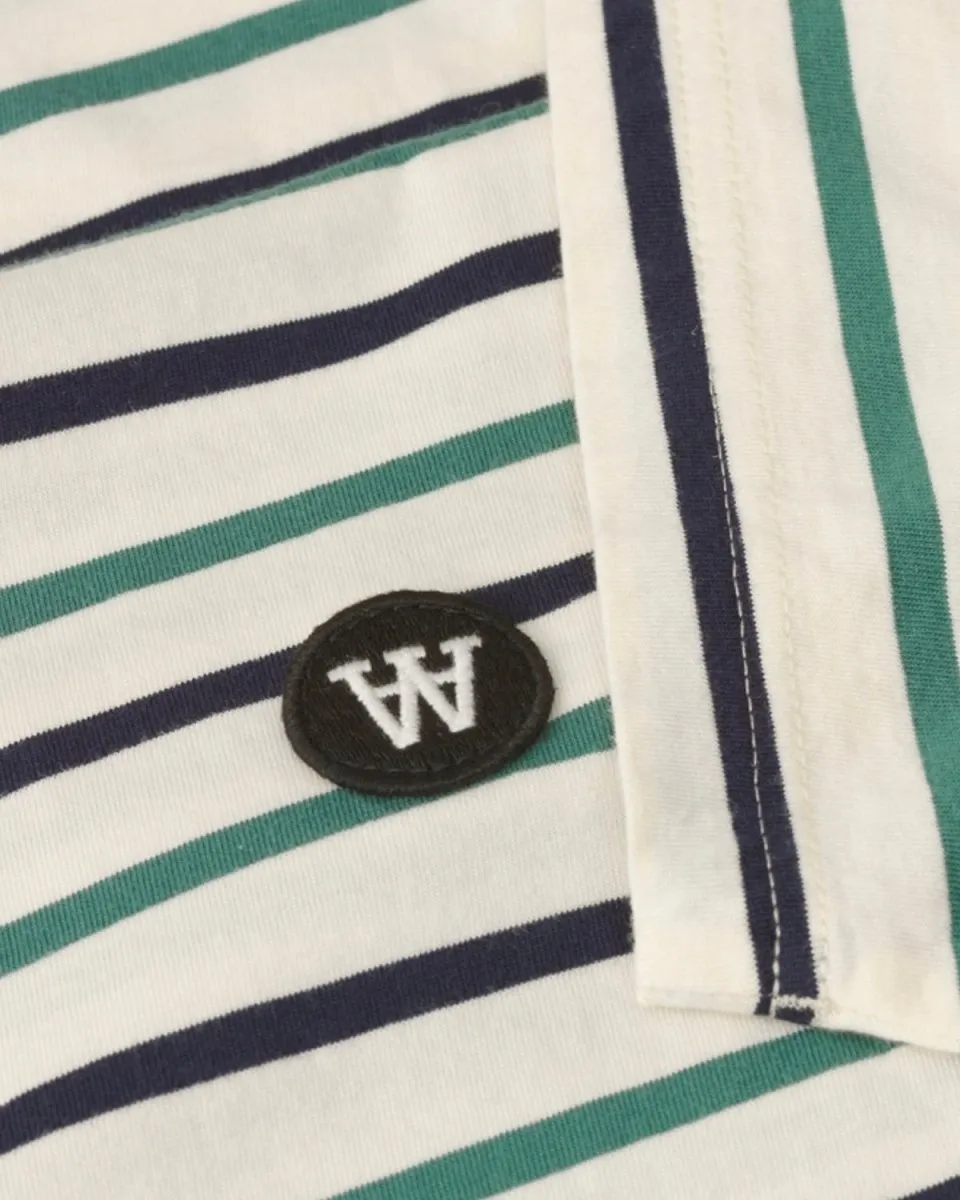 Ace Stripe T-shirt - Off White/Green Stripes