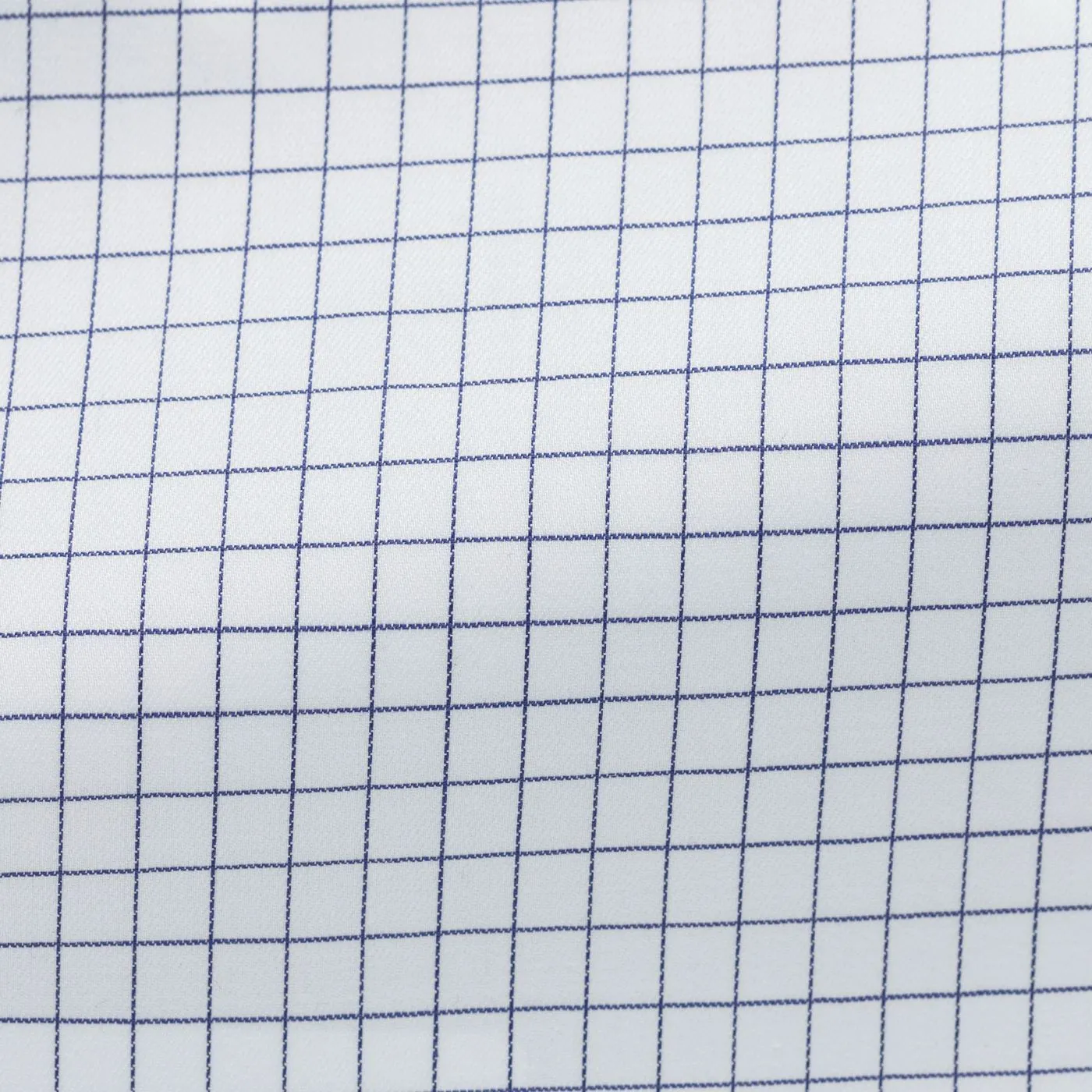 Albini Navy Blue Check Twill 365 Easy Care Fine Cotton