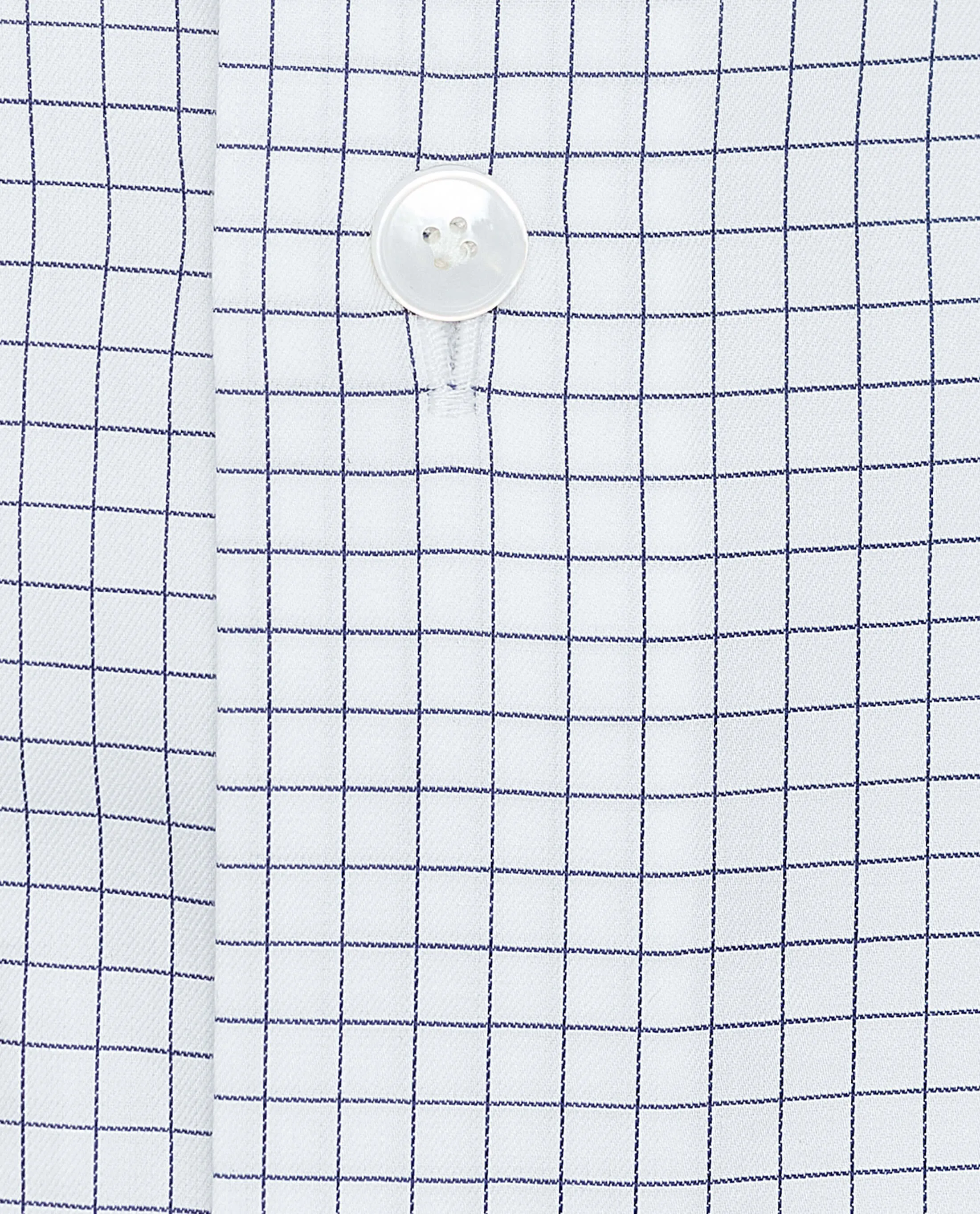 Albini Navy Blue Check Twill 365 Easy Care Fine Cotton