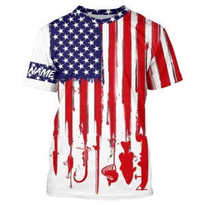American flag UV protection fishing t shirt for fisherman A12