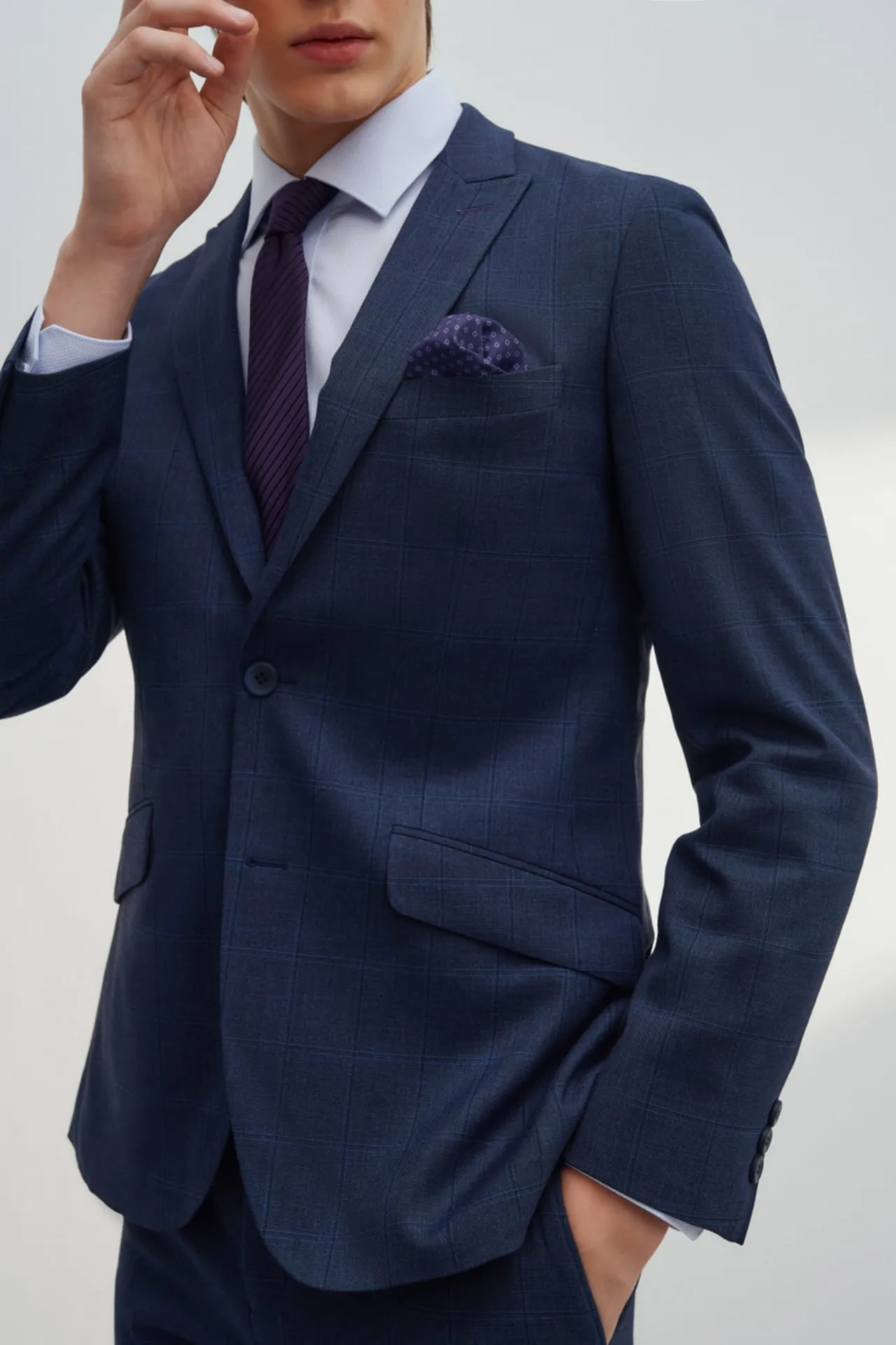 Anti-Bacterial Slim Fit Check Suit Blazer