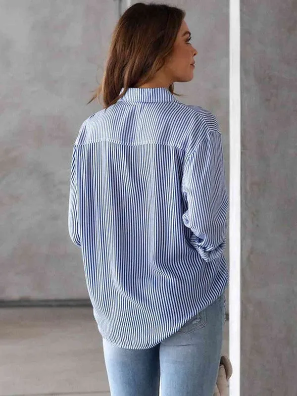 Aussie Striped Collared Shirt – Button-Up, Long Sleeve, Casual Fit