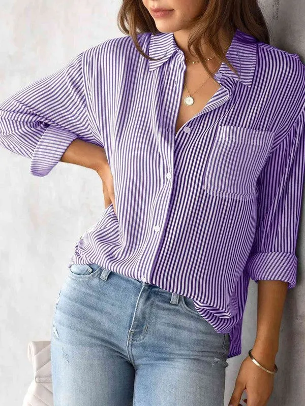 Aussie Striped Collared Shirt – Button-Up, Long Sleeve, Casual Fit