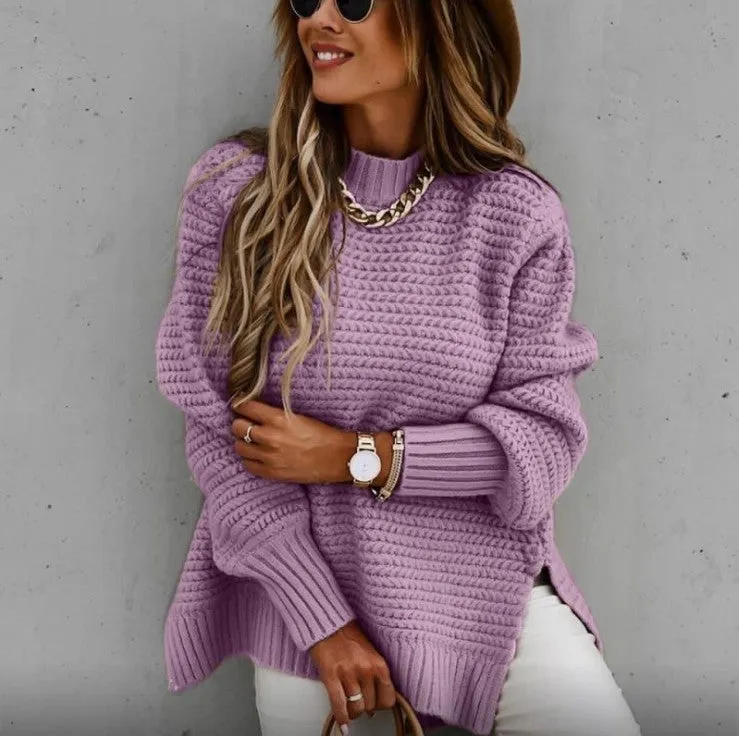 Autumn and Winter Loose and Lazy Style Long-Sleeved Pullover Knitted Sweater for Women, Warm Sweater  C-241014-5