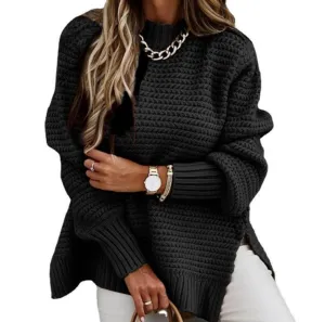 Autumn and Winter Loose and Lazy Style Long-Sleeved Pullover Knitted Sweater for Women, Warm Sweater  C-241014-5