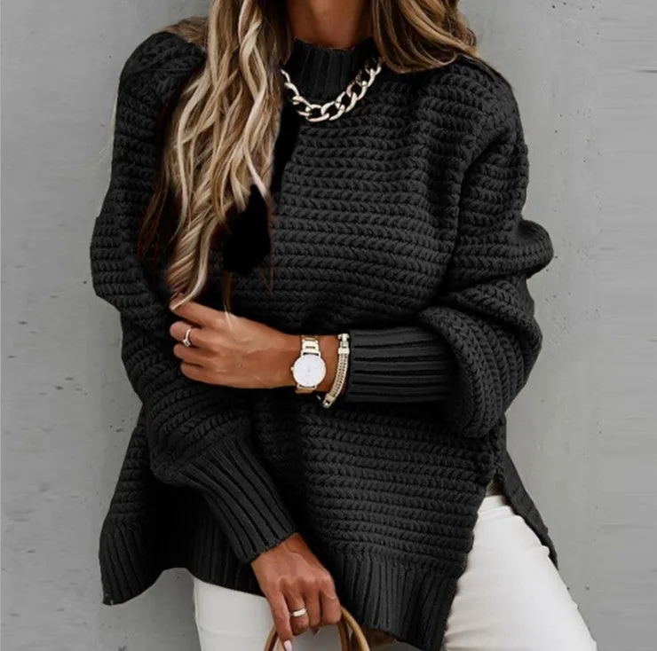 Autumn and Winter Loose and Lazy Style Long-Sleeved Pullover Knitted Sweater for Women, Warm Sweater  C-241014-5