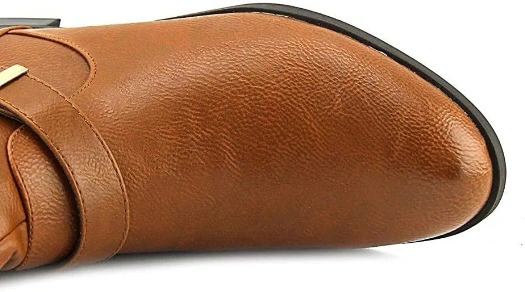 bar III Womens Daphne Faux Leather Riding Boots Brown 5 Medium (B,M)