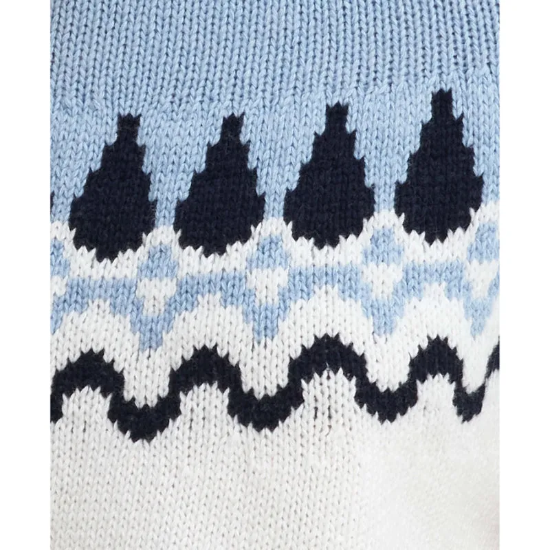 BARBOUR Kingsford Fair Isle Crewneck - Ecru/Blue Sz14