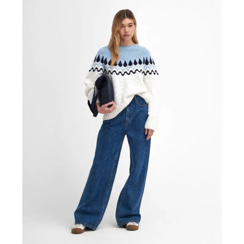 BARBOUR Kingsford Fair Isle Crewneck - Ecru/Blue Sz14