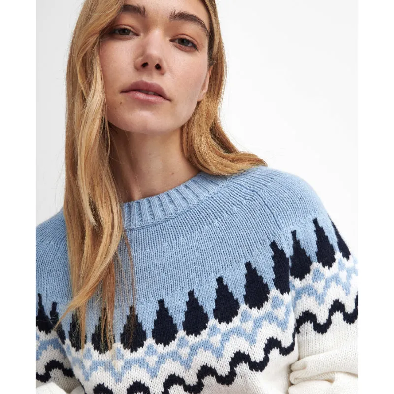 BARBOUR Kingsford Fair Isle Crewneck - Ecru/Blue Sz14