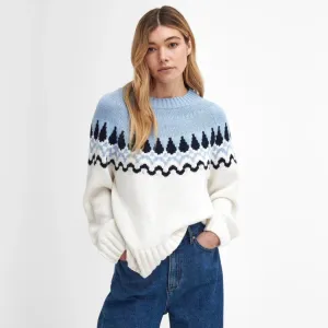 BARBOUR Kingsford Fair Isle Crewneck - Ecru/Blue Sz14