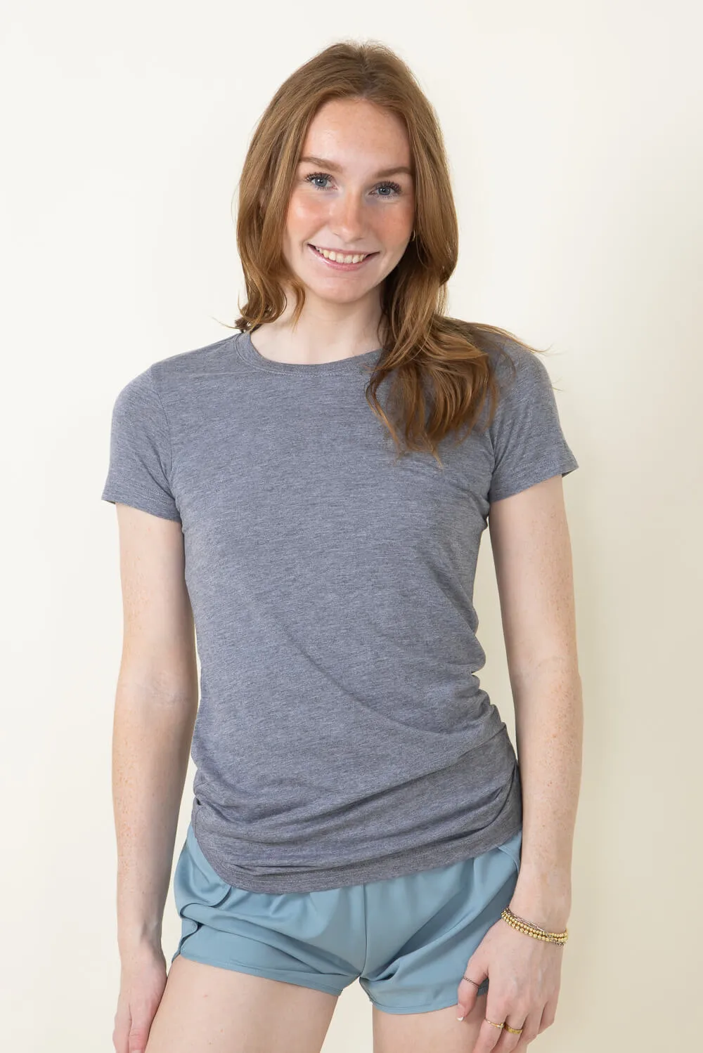 Basic Crewneck T-Shirt for Women in Heather Grey | 3200-HTHRGRY
