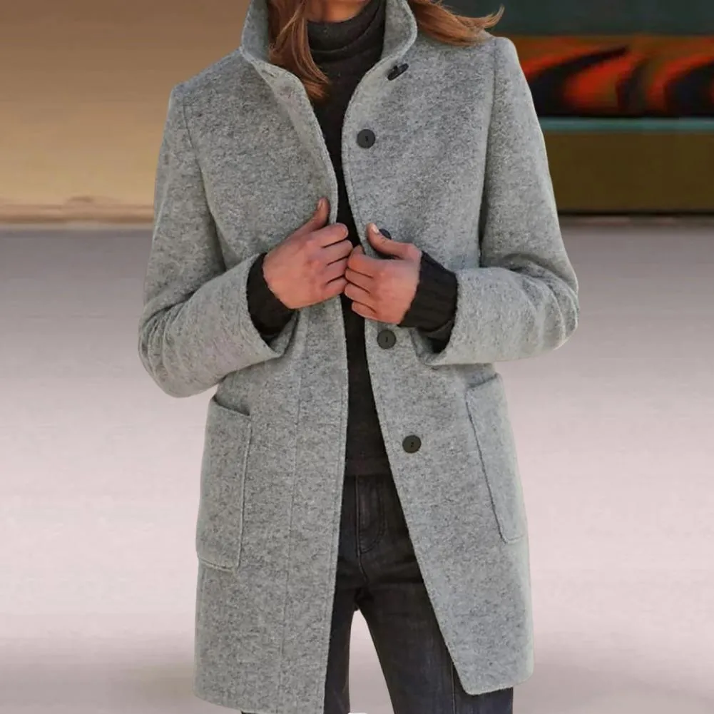 Beautiful neck protector women loose buttons coat - High-quality craftsmanship for durability