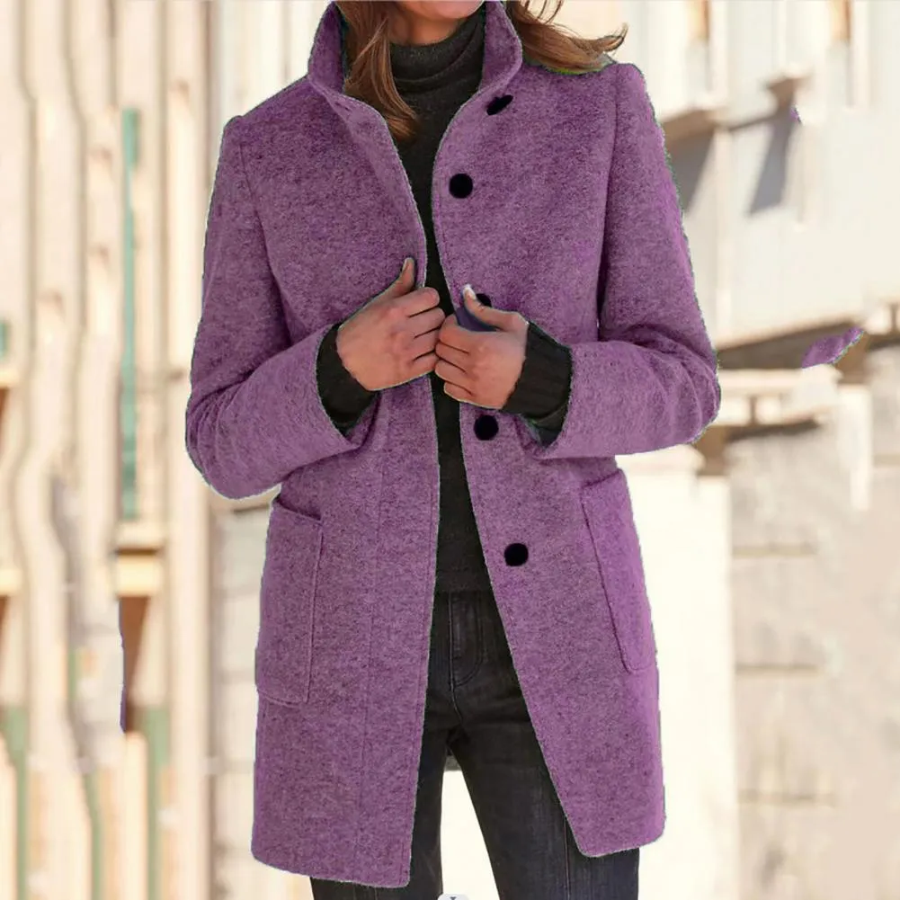 Beautiful neck protector women loose buttons coat - High-quality craftsmanship for durability