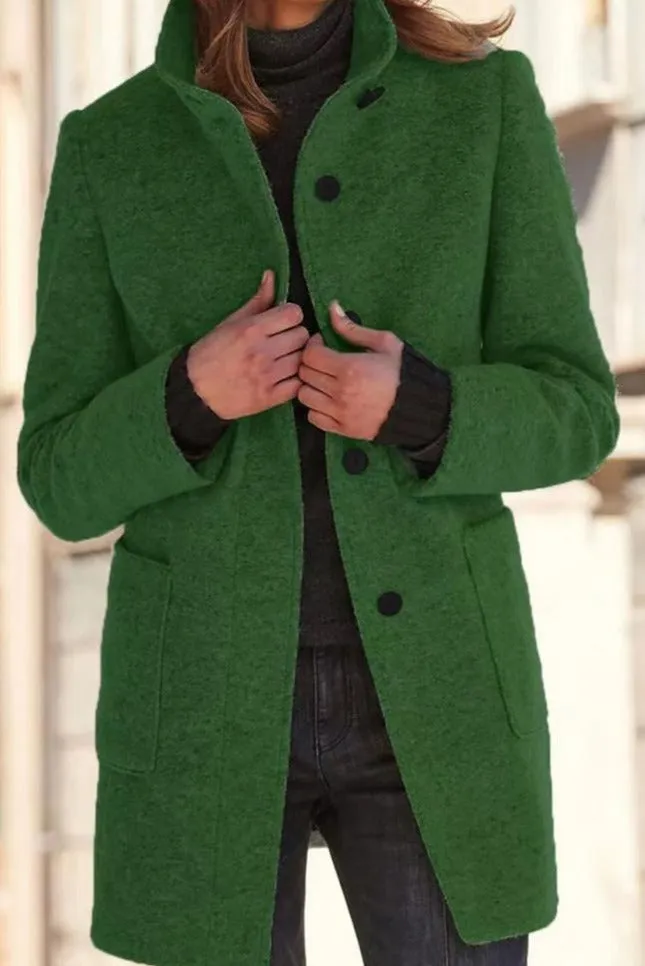 Beautiful neck protector women loose buttons coat - High-quality craftsmanship for durability