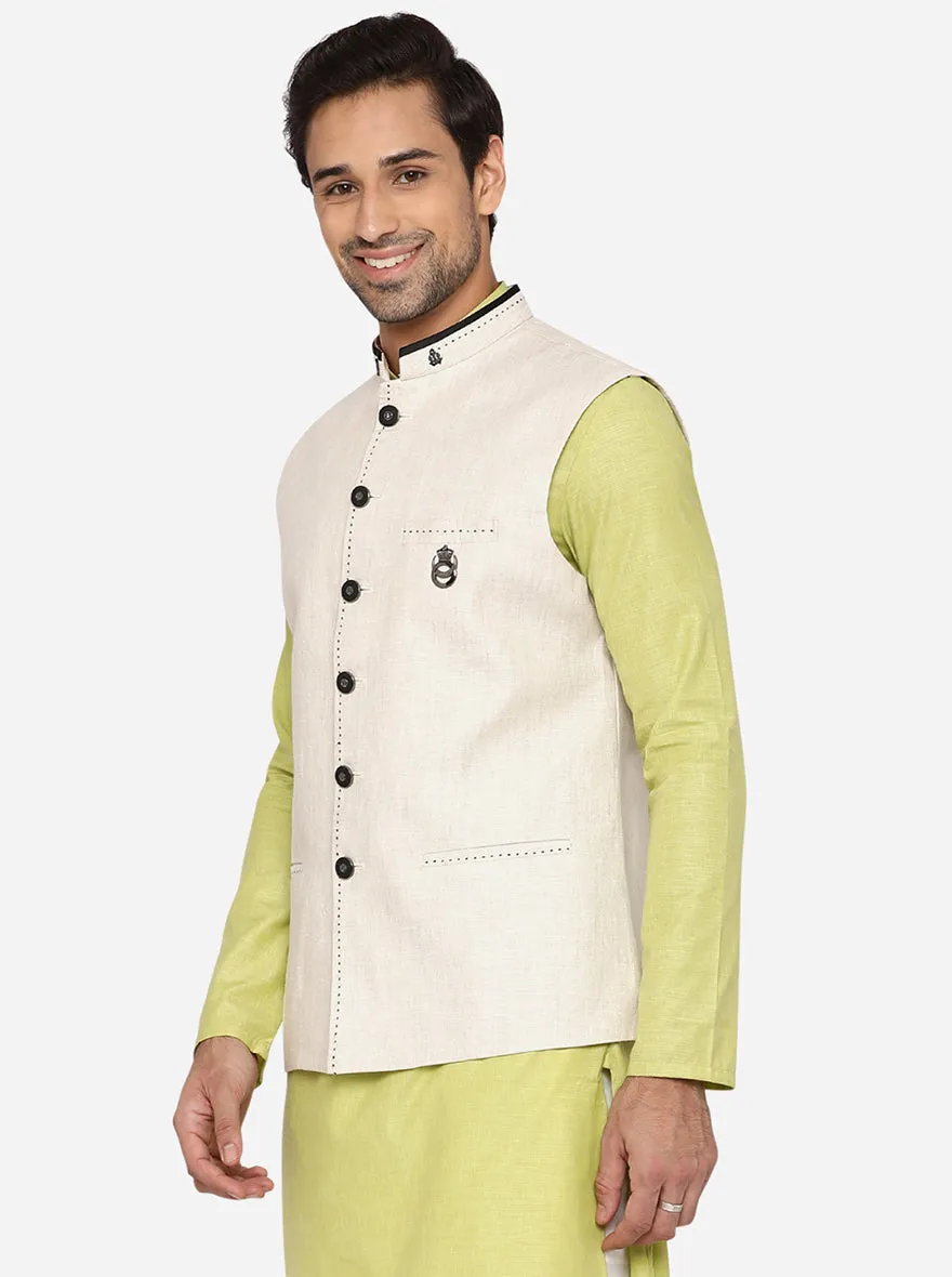 Beige Bandhgala Jacket | JB Studio