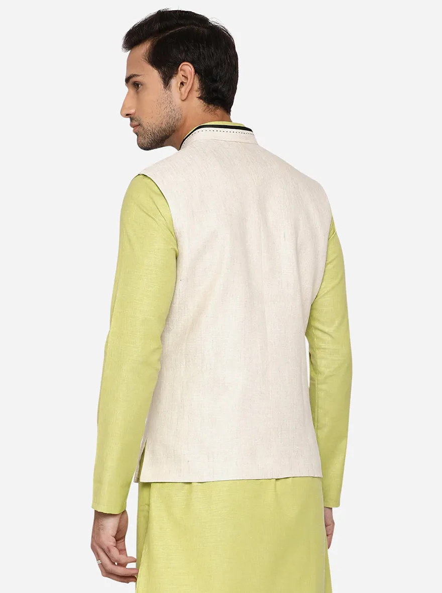 Beige Bandhgala Jacket | JB Studio