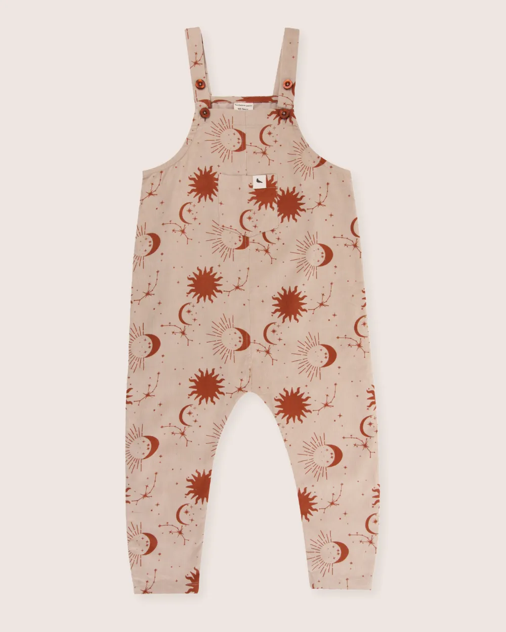 Beige Celestial Print Dungarees