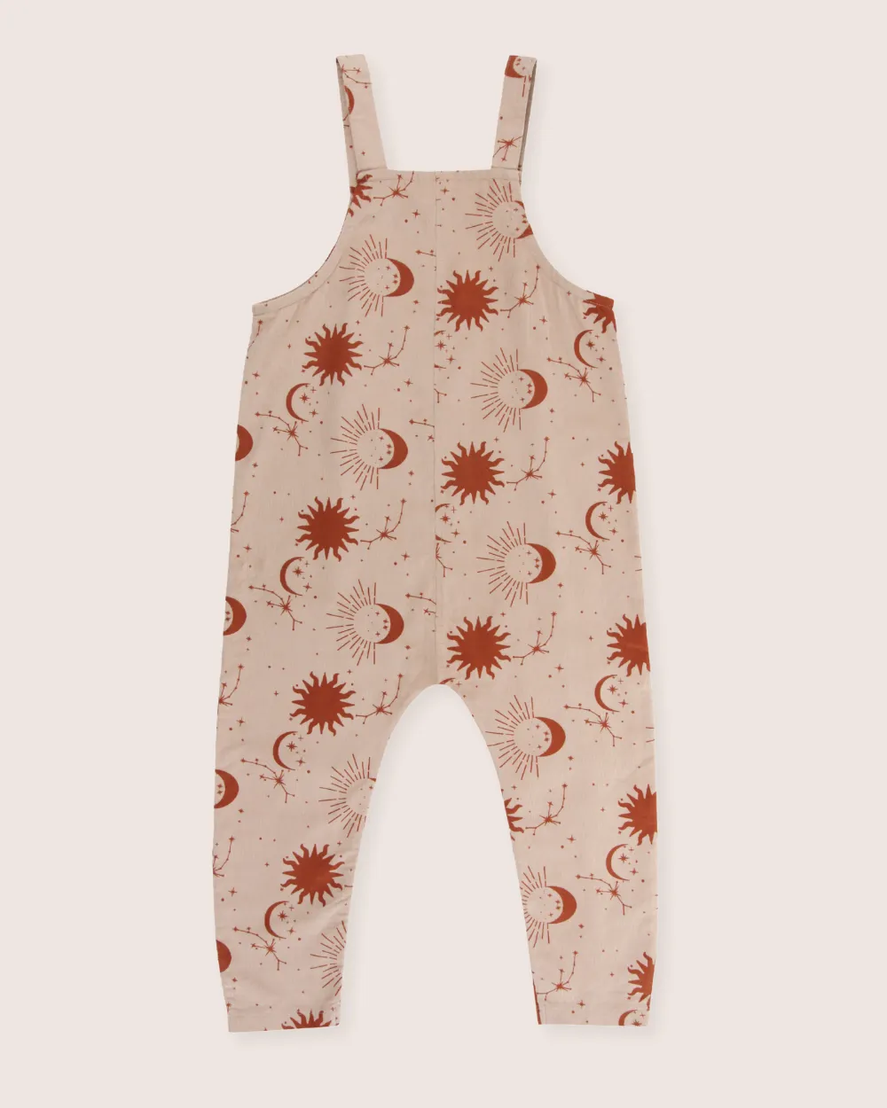 Beige Celestial Print Dungarees