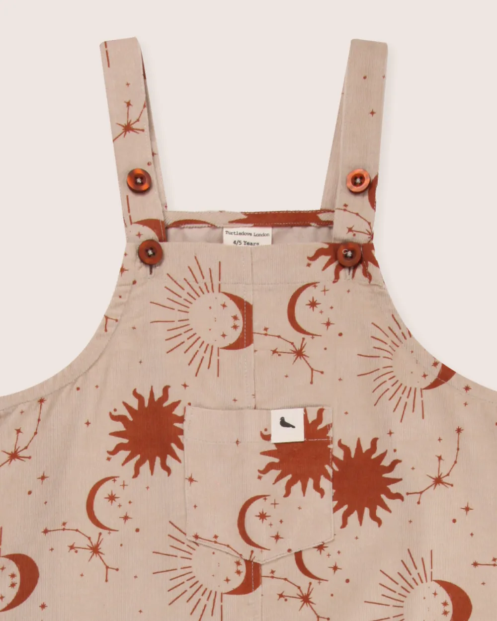 Beige Celestial Print Dungarees