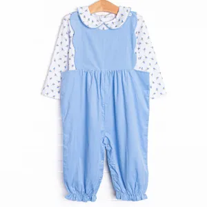Berry Blue Buds Romper Set, Blue