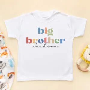 Big Brother Rainbow Colours Personalised Toddler & Kids T Shirt