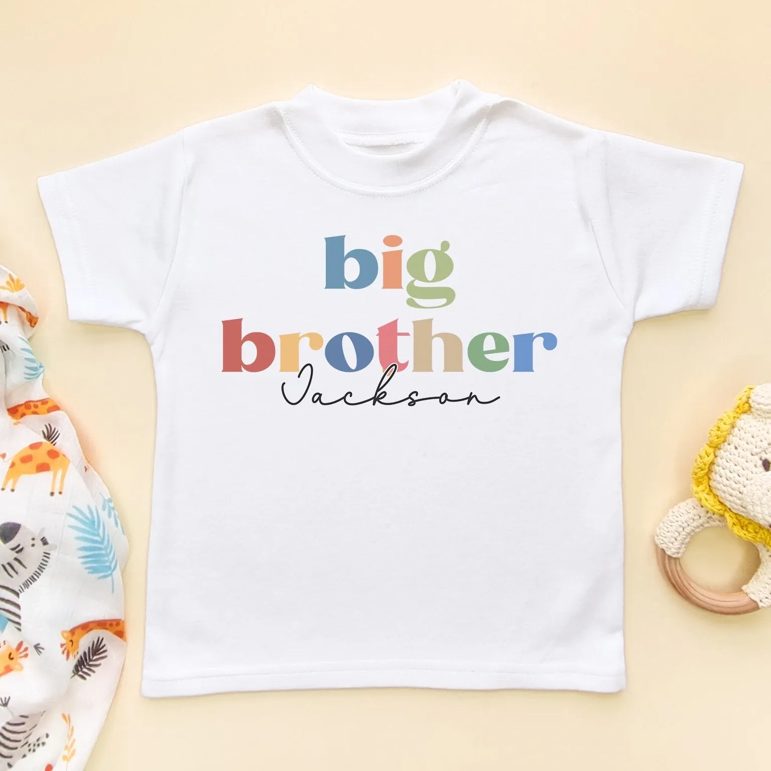 Big Brother Rainbow Colours Personalised Toddler & Kids T Shirt