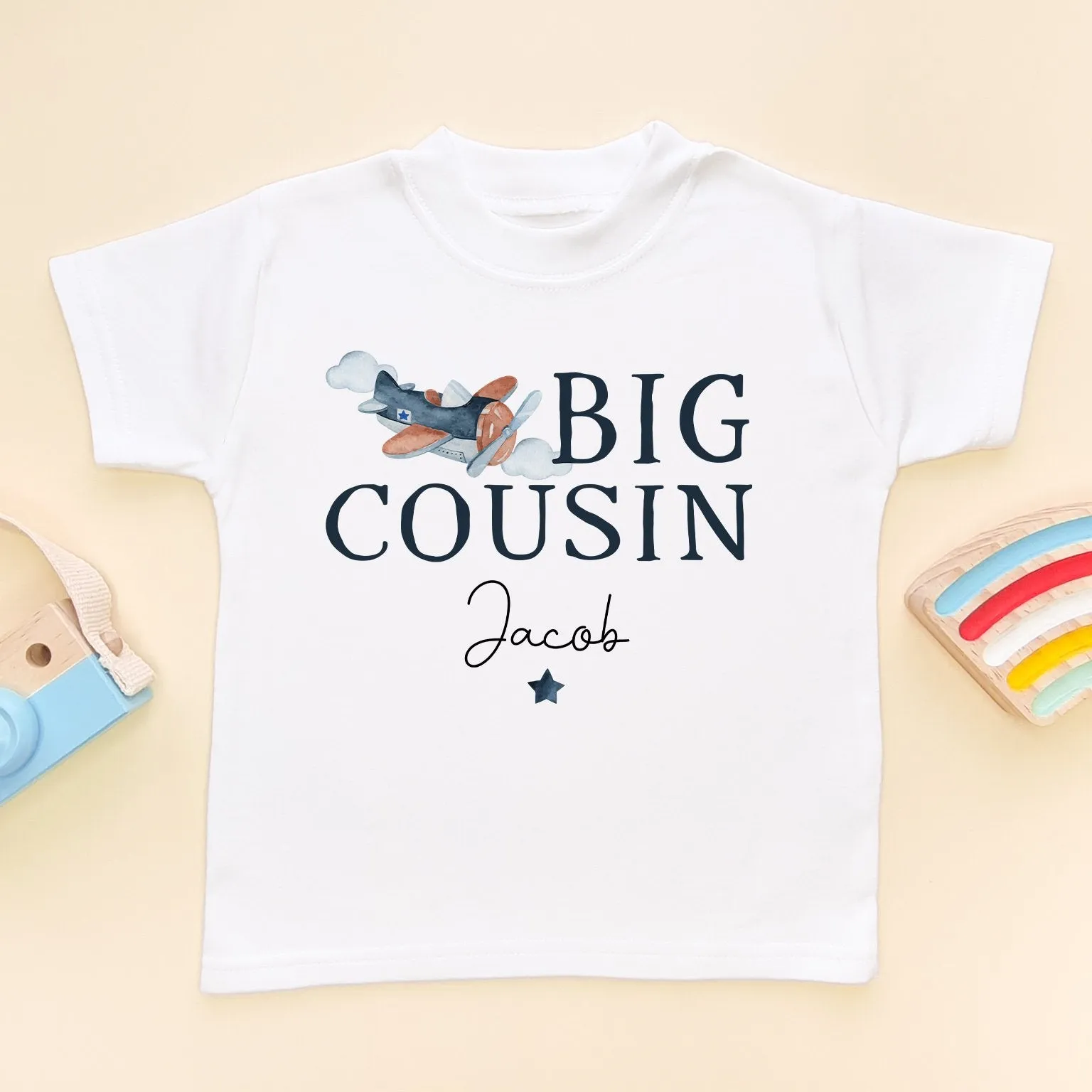 Big Cousin Airplane Personalised Toddler & Kids T Shirt