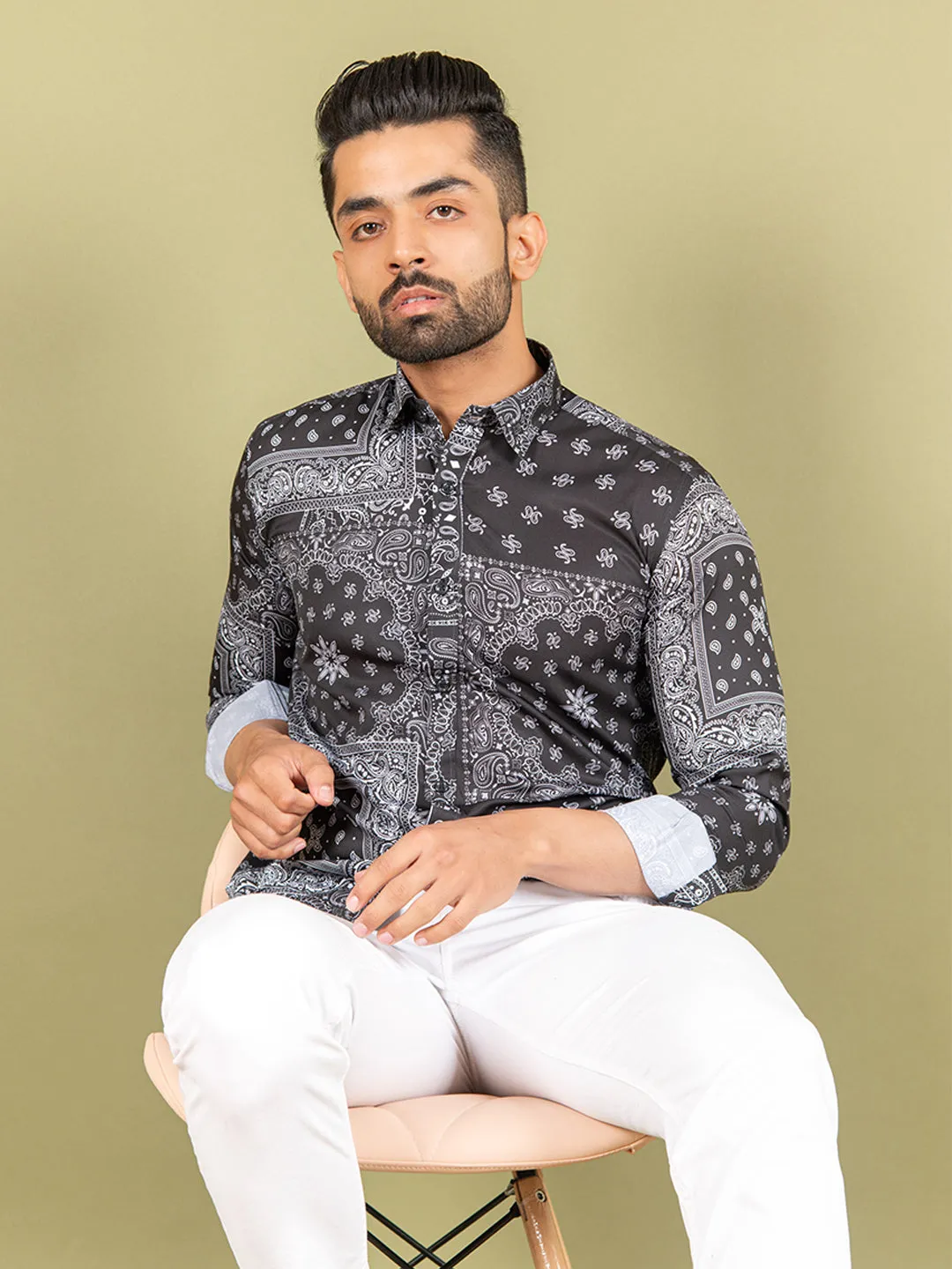 Black Crepe Printed Shirts