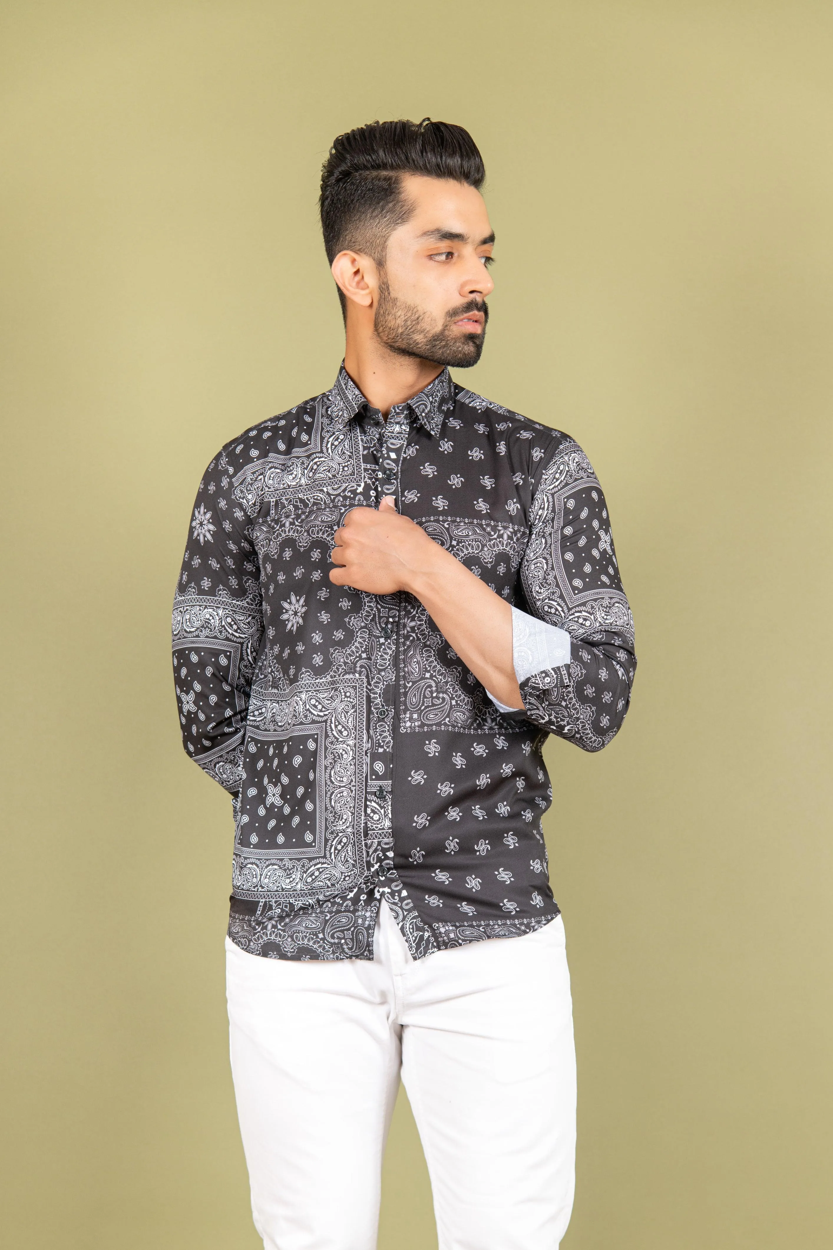Black Crepe Printed Shirts