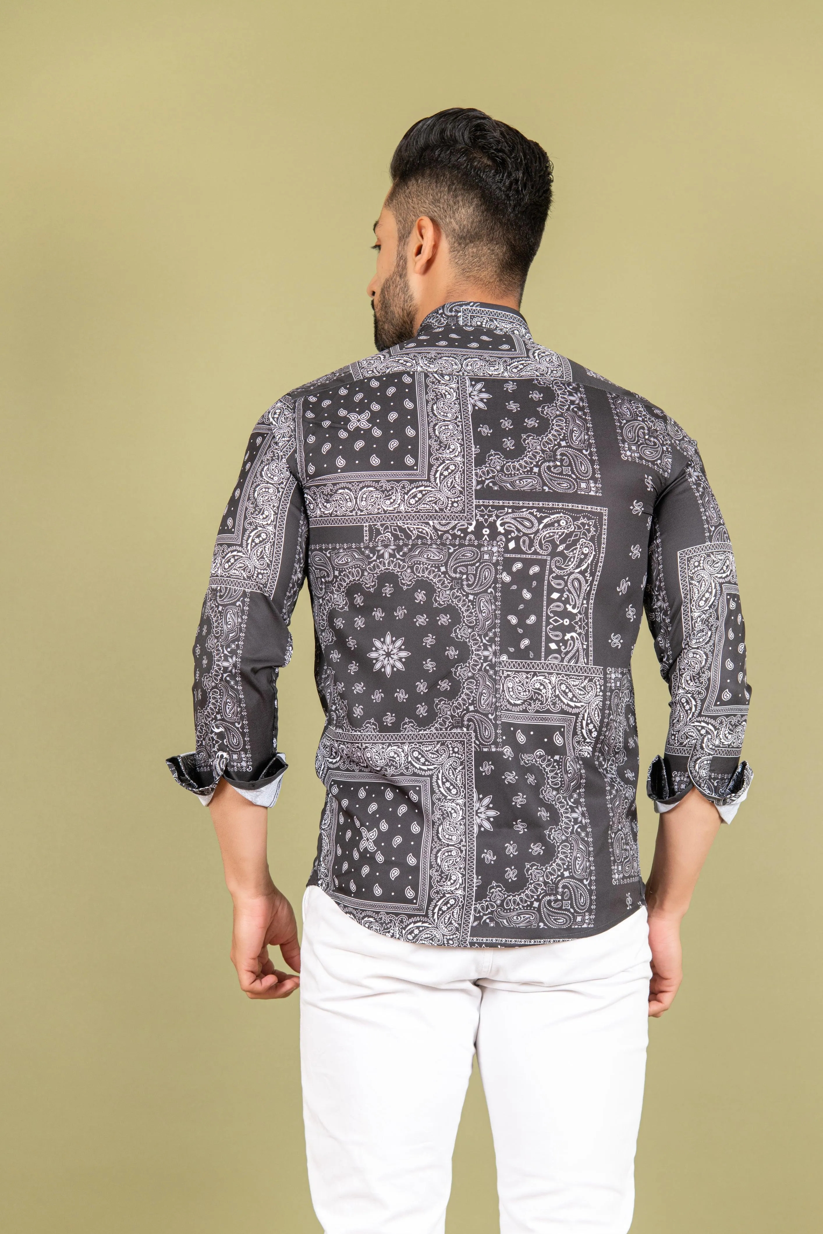 Black Crepe Printed Shirts