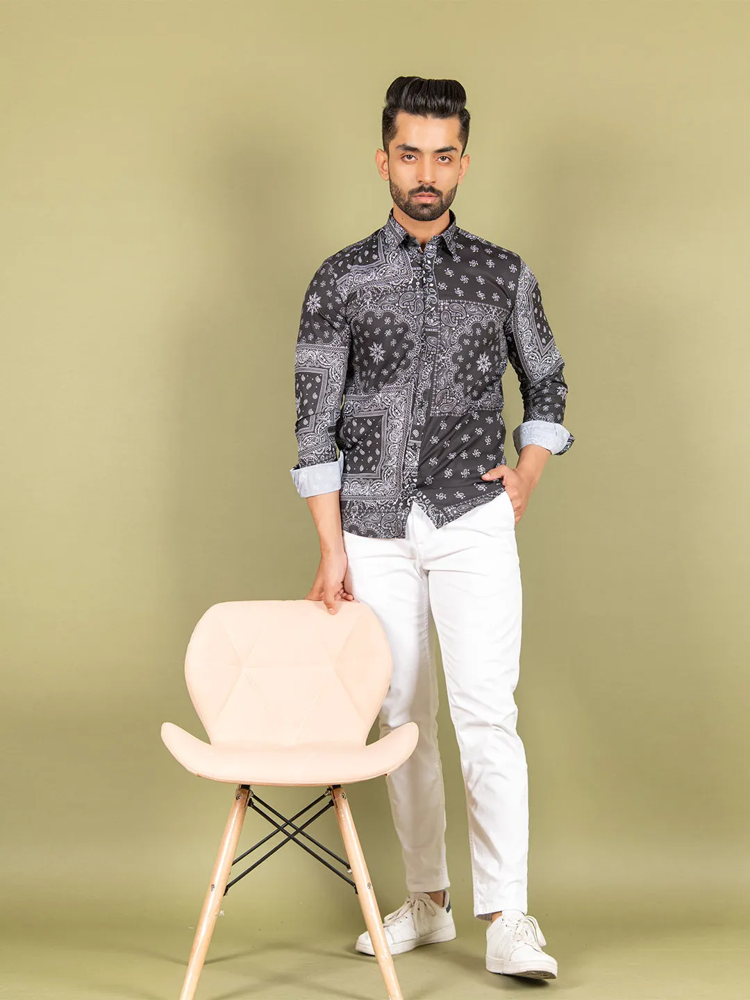 Black Crepe Printed Shirts