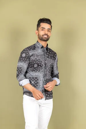 Black Crepe Printed Shirts
