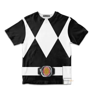 Black MIGHTY MORPHIN Power Ranger Custom Cosplay Costume Kid Tshirt QT212232Hf