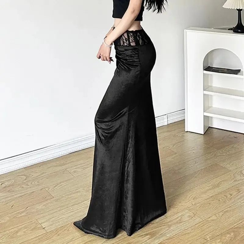 Black Velvet Maxi Skirt
