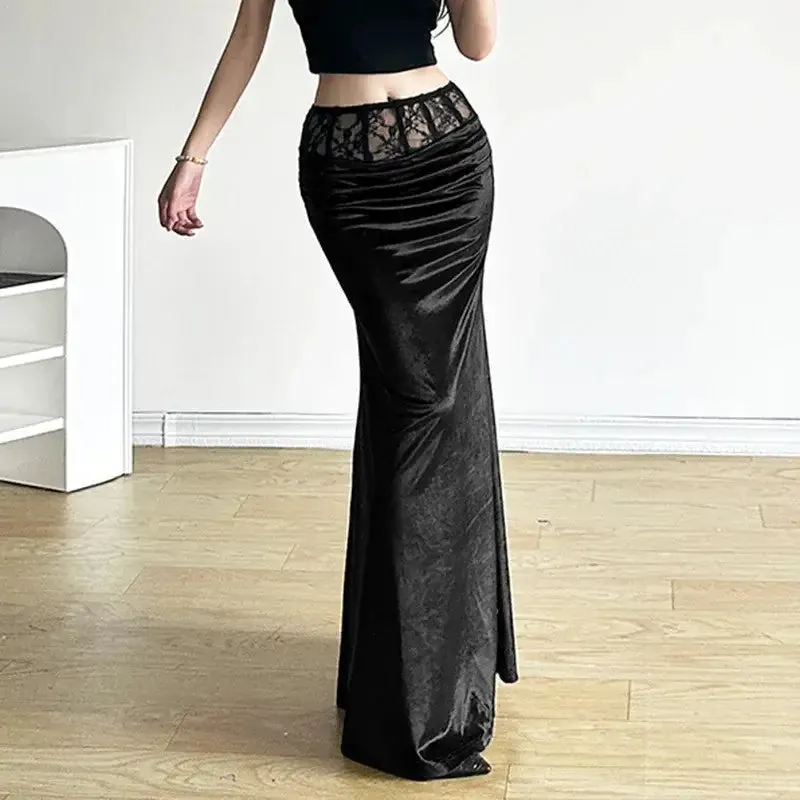 Black Velvet Maxi Skirt