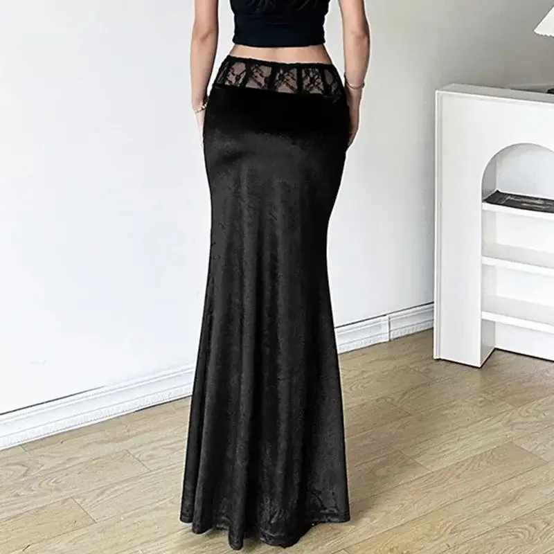 Black Velvet Maxi Skirt
