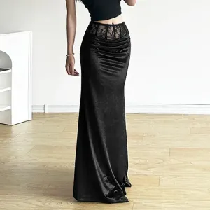 Black Velvet Maxi Skirt