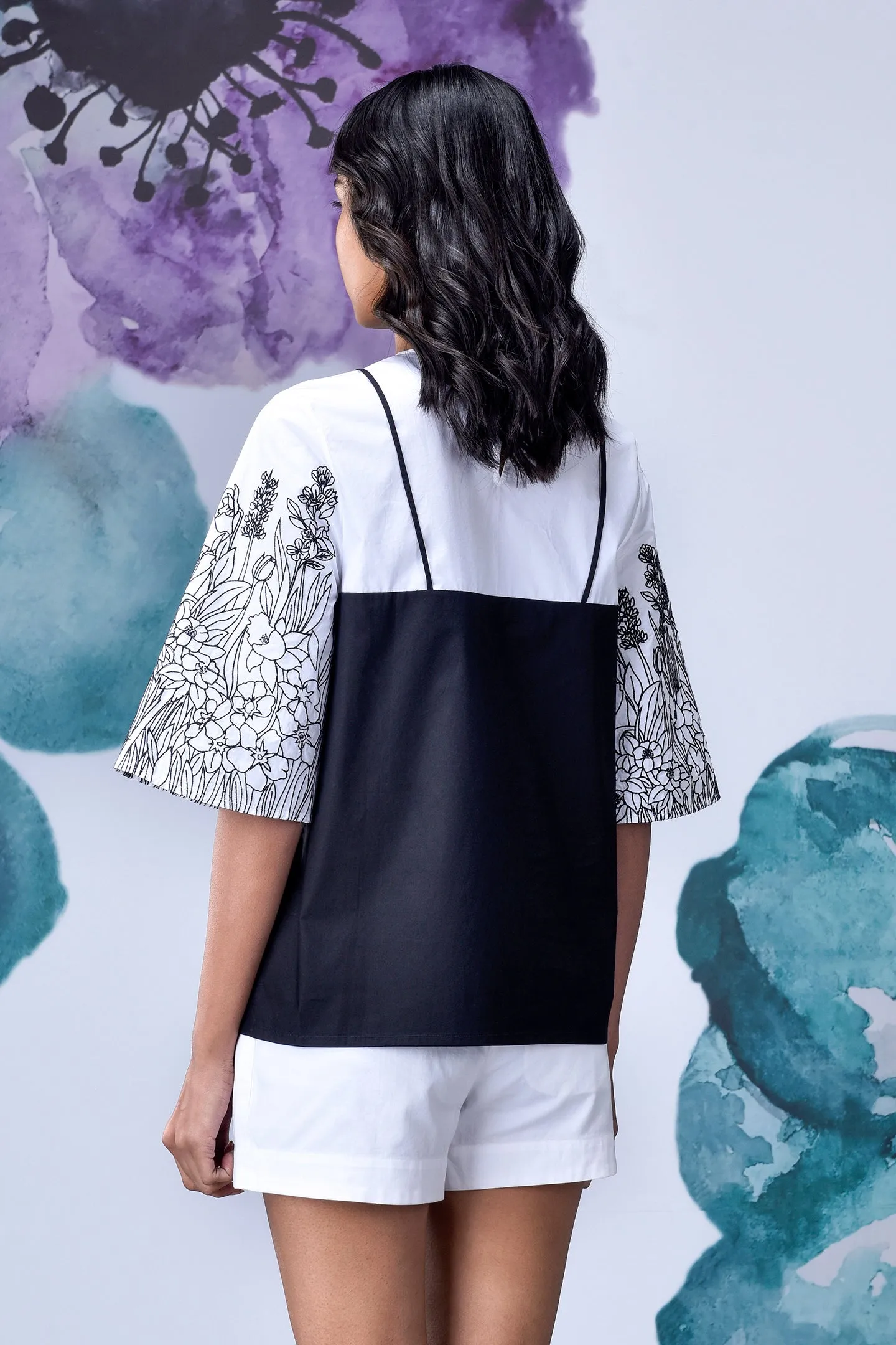 Black White Layered Relax Fit Top