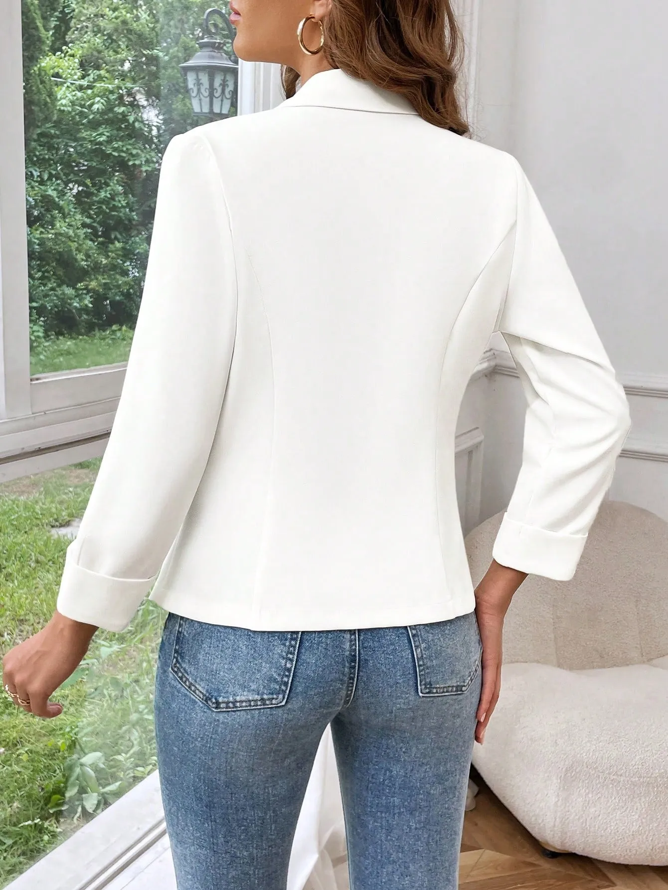 Blazer Casual Unicolor Raffinéa para Mujer  CR