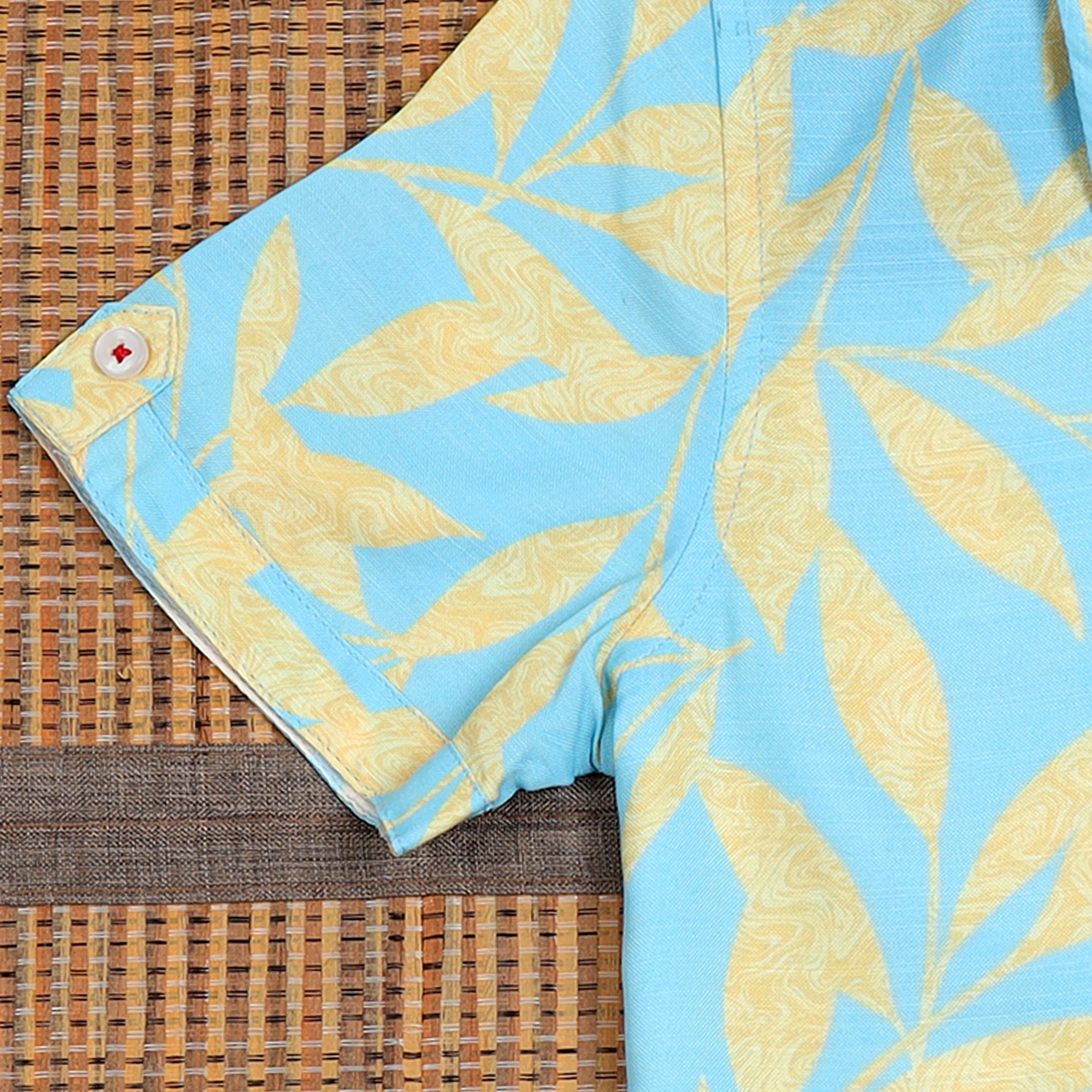 Boys Leaf Printed Shirt Crystal Blue