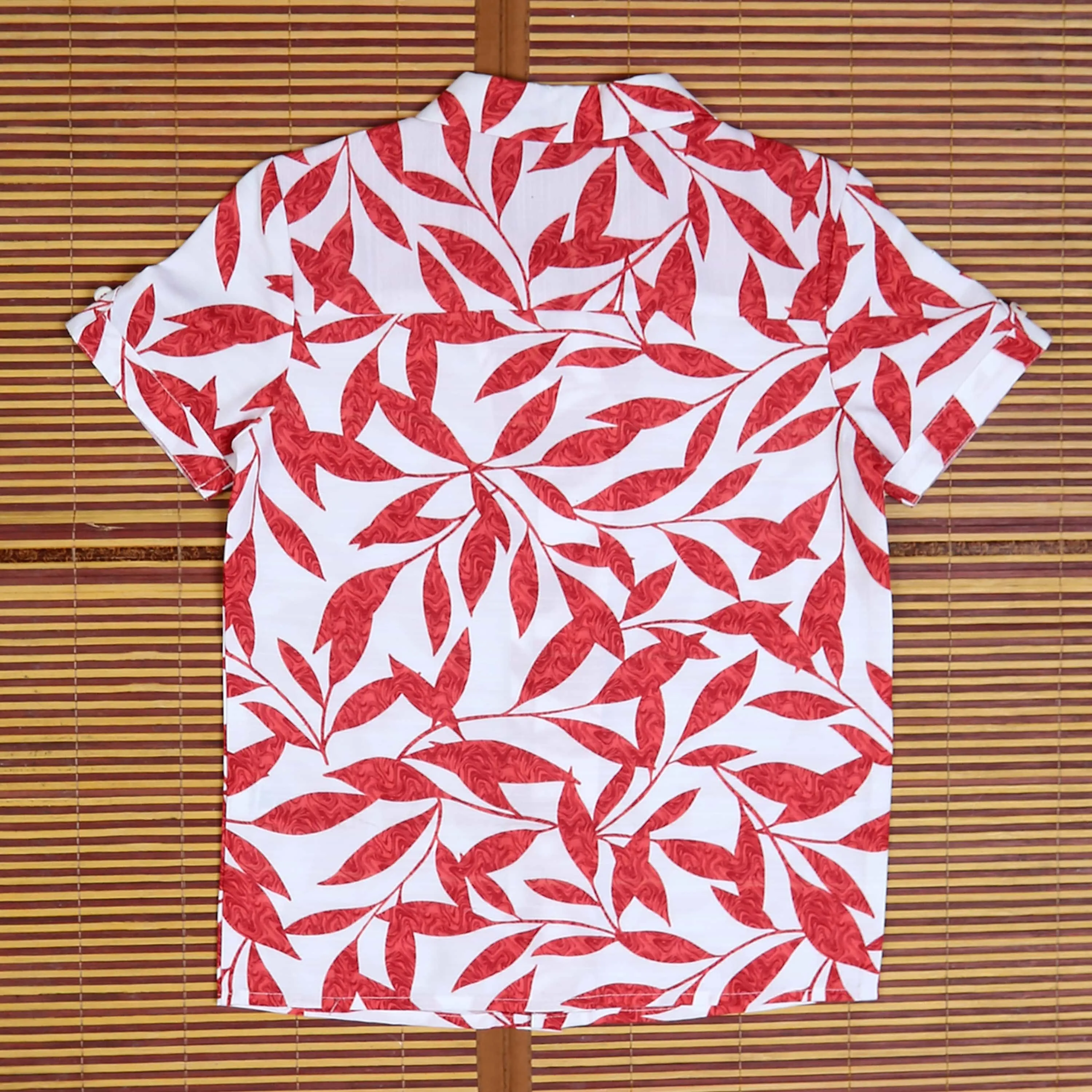 Boys Leaf Printed Shirt Red