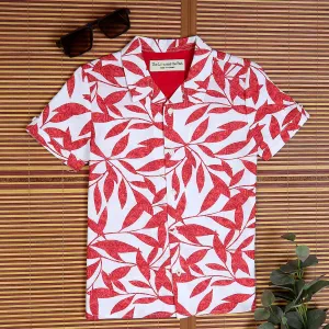 Boys Leaf Printed Shirt Red