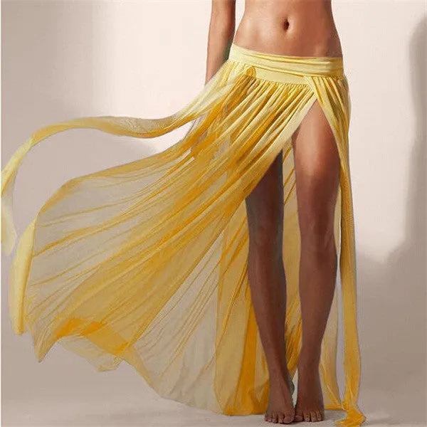 Brand HOT Ladies Transparent Chiffon Long Skirts,Europe Style Women Fashion Beach Skirts ZYH00220