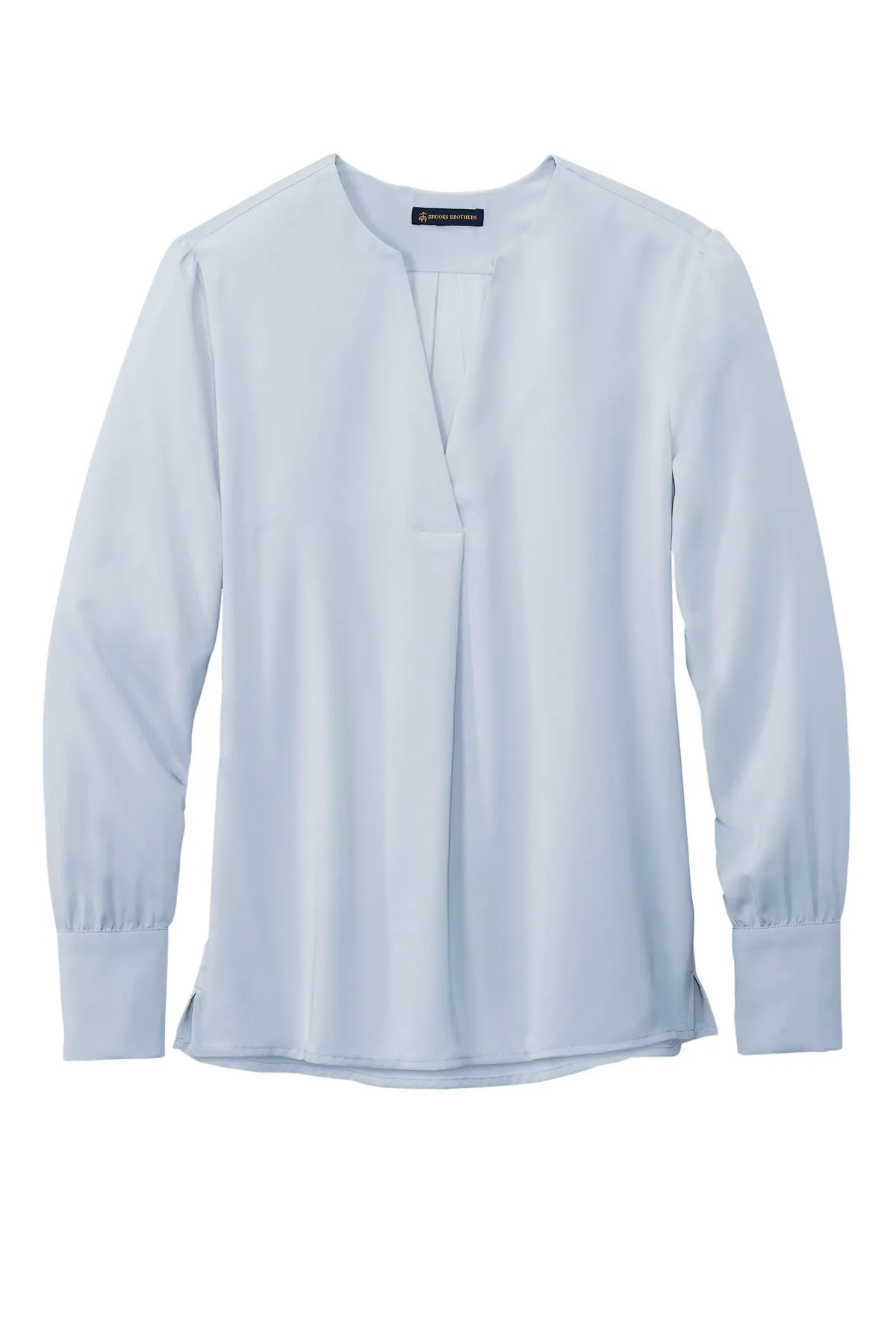 Brooks Brothers Women's Open-Neck Satin Blouse BB18009 Heritage Blue