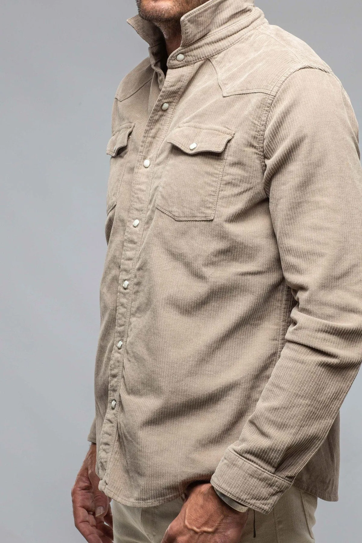 Brooks Corduroy Snap Shirt In Tortora