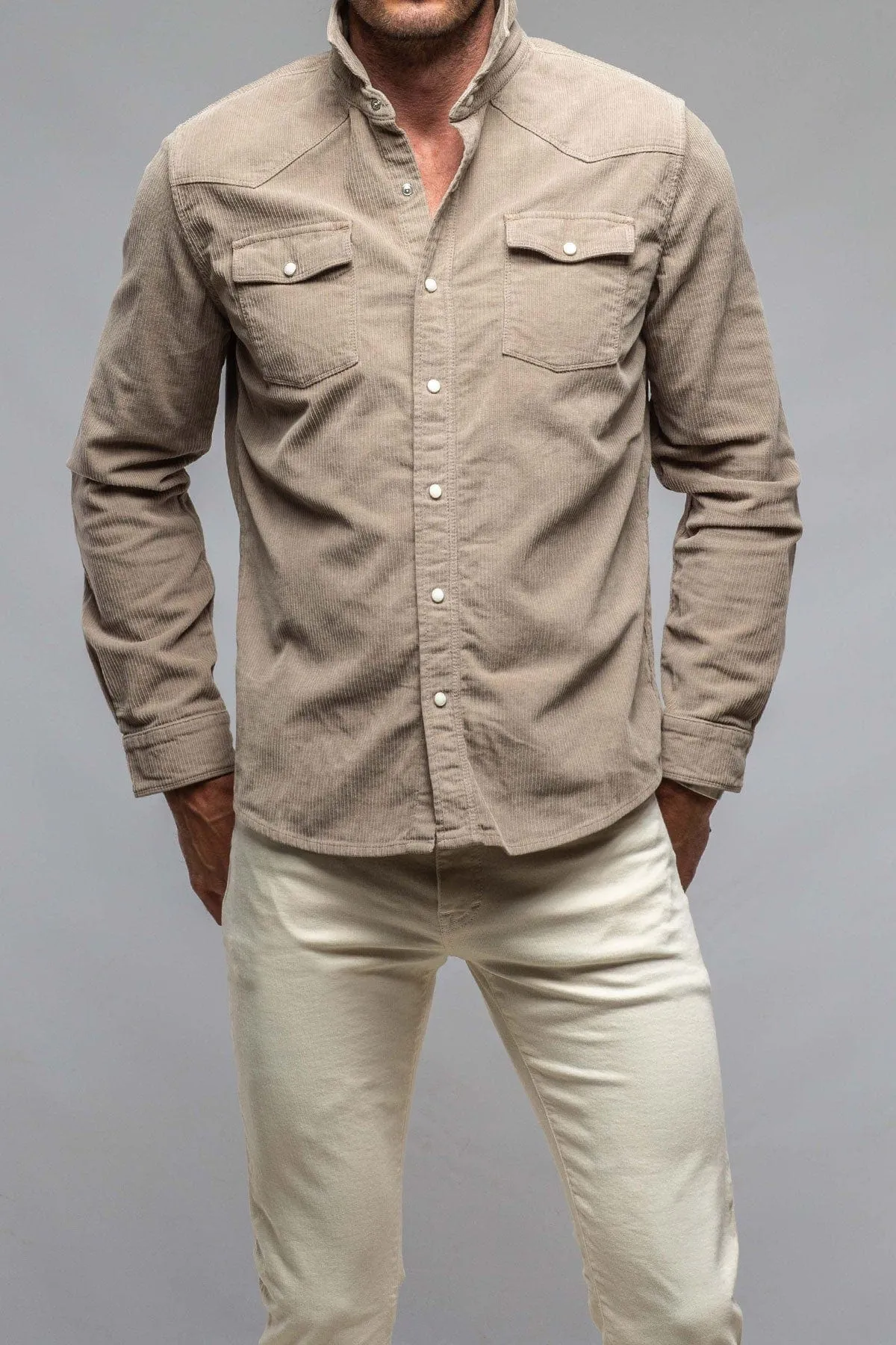 Brooks Corduroy Snap Shirt In Tortora
